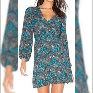 Alice & Olivia Blue Paisley Long Sleeve Mini Dress - Size 6